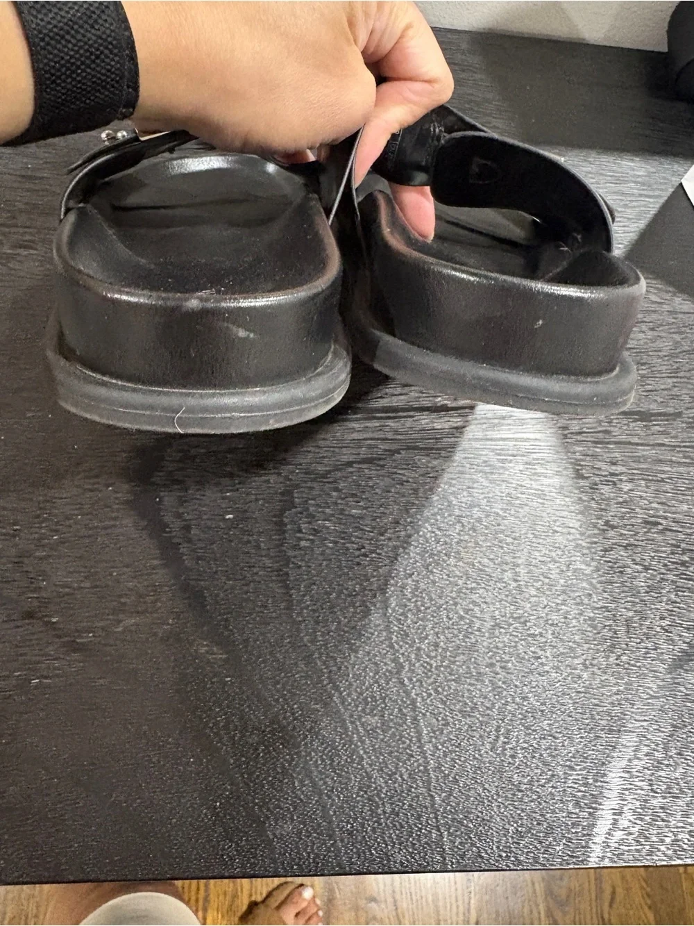 Zara Black Slide Sandals with Silver Accents - Picture 4 of 7